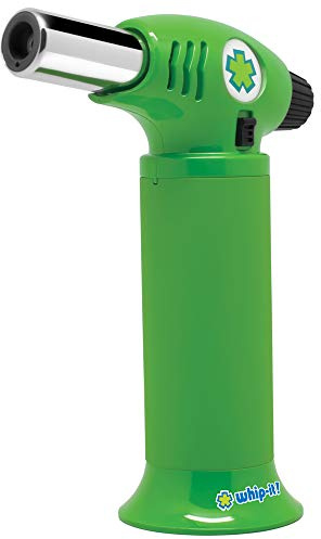 Whip-It! Ion Torch - All Green. Butane Torch Lighter, Refillable Cooking Torch with Adjustable Flame, Safety Lock for Soldering, Kitchen, Welding