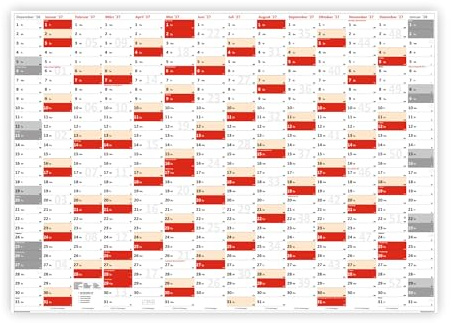 XXL Wandkalender DIN A0 2027 (rot2) große Tageskästchen (Kalender werden gerollt versendet)