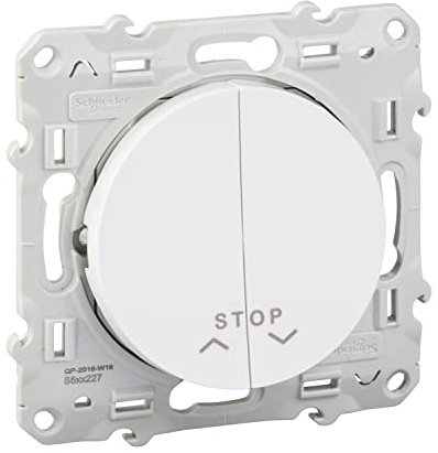 Schneider Electric - Odace, poussoir Blanc, 2 boutons + fonction stop pour volets-roulants - S520227