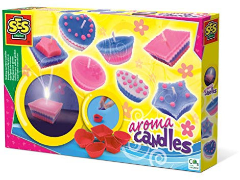 SES Creative | Duftkerzen Gießset für Kinder | DIY Bastelset mit 5 Formen & Farbiger Wachs | Kerzen Selber Machen Ab 6 Jahre | Mit Anleitung | Kreativset Mit Duft | Geschenkidee Kinder 6 Jahre