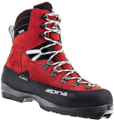 Alpina Sports Alaska Leather Backcountry Cross Country Nordic Ski Boots, Red, Euro 46