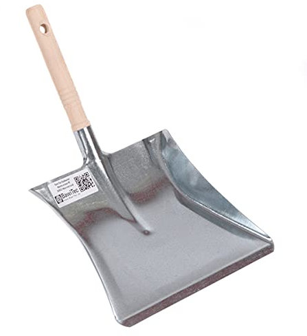 BawiTec Kehrschaufel Kehrblech verzinkt mit Holzgriff (Buchenholz) robuste Metall-Schaufel hitzebeständig Ascheschaufel Kaminschaufel für Haushalt,Hobby,Werkstatt,Gewerbe und Industrie