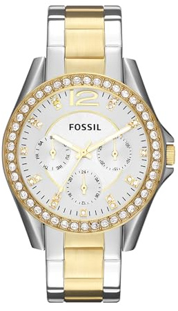 Fossil Watches Women's Watch, Riley Quartz Stainless Steel Multifunction Watch for Women, Color: Gold/Silver