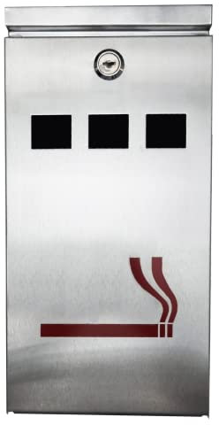 FURNISHED Silberfarbener Wandmontage für den Außenbereich mit Zigaretten-Aschenbecher aus Edelstahl, Metall, Silber