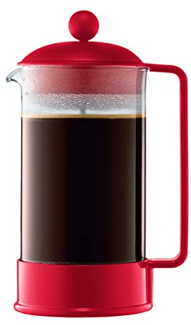 Bodum 34oz Brazil French Press Coffee Maker, High-Heat Borosilicate Glass, Red - Made in Portugal