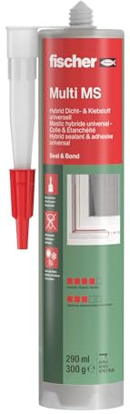 fischer Multi MS Kleb- und Dichtstoff, wasserfester Montagekleber für elastische Verklebungen, MS-Polymer für viele Anwendungen & Untergründe, 290 ml, grau