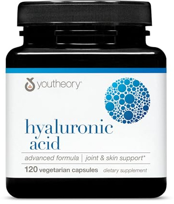 Youtheory Hyaluronic Acid Advanced Formula - Joint Support Supplement with Boswellia Extract* - Skin Health Supplement - Dairy, Soy & Gluten Free - 120 Vegetarian Capsules