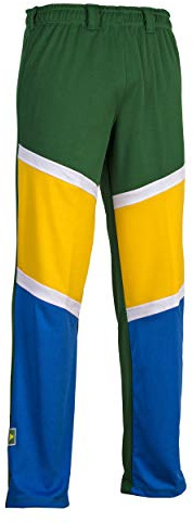 Authentic Brazilian Capoeira Martial Arts Pants - Unisex (Green, Blue and White Block Colors Across)