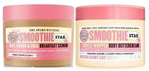 (2 PACK) Soap & Glory Smoothie Star Breakfast Body Scrub 300ml & Soap & Glory Smoothie Star Body Buttercream 300ml **Sold by Mary Jane & Despatched within Double Wall Box** by Soap And Glory