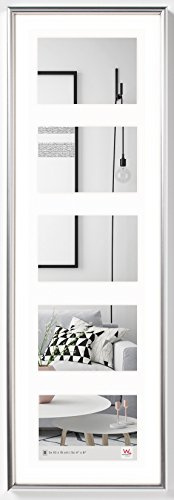 walther design Bilderrahmen silber 5X 10x15 cm Galerie mit Passepartout, Galeria Kunststoffrahmen KS515H