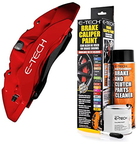 E-TECH Red Brake Caliper/Red Paint - EBCP-R - Complete Kit Inc Paint/Cleaner & Brush