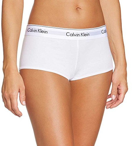 Calvin Klein Dam hipster Boyshort bomull med stretch, Vit (vit), M