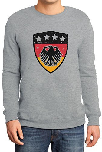Deutschland Fußball Adler Schild 4 Sterne WM 2022 Sweatshirt XX-Large Grau