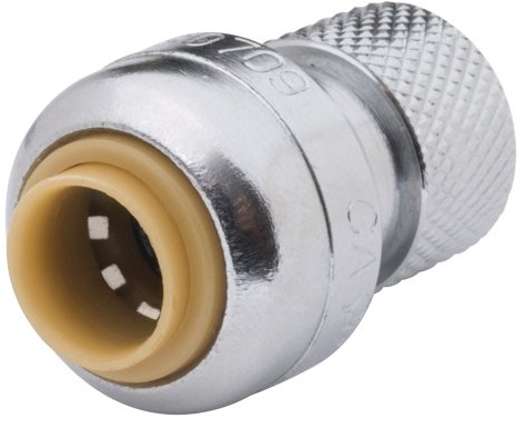 SharkBite 1/4 Inch (3/8 Inch OD) x 3/8 Inch Compression Stop Valve Connector, Push to Connect Brass Plumbing Fitting, PEX Pipe, Copper, CPVC, PE-RT, HDPE, U3523LFA