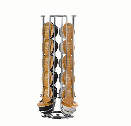 KitchenCraft KCLX24PODDG Le Xpress-Dolce Gusto Coffee Capsule Dispenser for 24 Capsules, Mixture of Several Materials, Silver, 9 x 12 x 16 cm