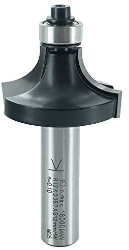 ENT 14378 Abrundfräser HW, Schaft (S) 12 mm, Durchmesser (D) 36,7 mm, NL 19 mm, R 12 mm, SL 40 mm, mit Kugellager