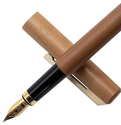 4betterdays.com NATURlich leben! Füller/Füllfederhalter mit Tintenkonverter aus lackiertem Birnenholz Federstärke M - nachhaltige Handarbeit aus Deutschland