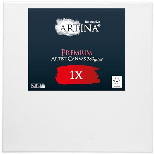 Artina FSC bespannte Keilrahmen Leinwand zum Bemalen | 60x60 cm Canvas 100% Baumwolle Acryl Rahmen zum malen Premium