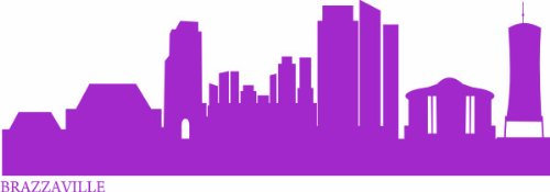 INDIGOS UG - Wandtattoo Wohnzimmer - Wandaufkleber Brazzaville (Republik Kongo) 96x29 cm - Flieder e531 Skyline Stadt - Aufkleber Kinderzimmer Schlafzimmer Küche Badezimmer Büro Dekoration