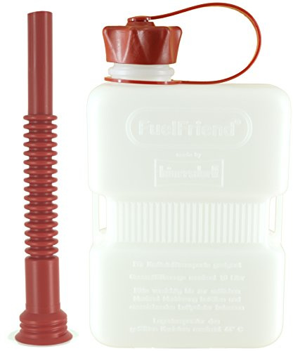 FuelFriend®-PLUS CLEAR 1,0 Liter - Klein-Benzinkanister Mini-Reservekanister + Flexibles Auslaufrohr
