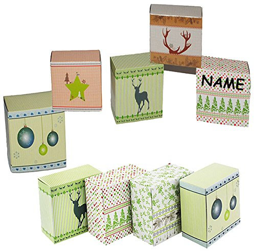 alles-meine.de GmbH 24 Stück Geschenkboxen/Papierboxen - Hirsche & Rehe - incl. Name - zum Befüllen - aus Papier/selber Basteln - für Erwachsene/Kinder/Mädchen Jung..