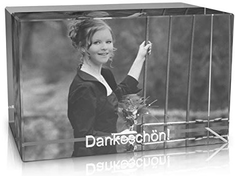 VIP-LASER 2D Gravur Glas Kristall Quader im Querformat mit dem Foto Deiner Konfirmation. Dein Wunschfoto für die Ewigkeit Mitten in Glas! Groesse L = 60x40x40mm