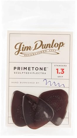 Dunlop Primetone - Púa esculpida estándar con agarre, paquete de 3 (1,3 mm)