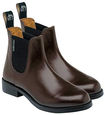 Harry Hall Women's Jodhpur Boot - Leather Lining, Cushioned Sole, Elastic Gusset - Ankle Height for Riding & Competition - Brown - Durable Resin Rubber Sole - Size 6.5