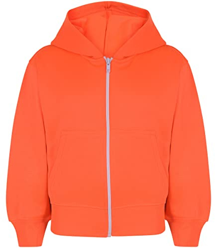 A2Z 4 Kids® Barn Flickor Pojkar Plain Fleece Med Huva Luvtröja - Hoodie Plain Neon Orange 9-10 Years