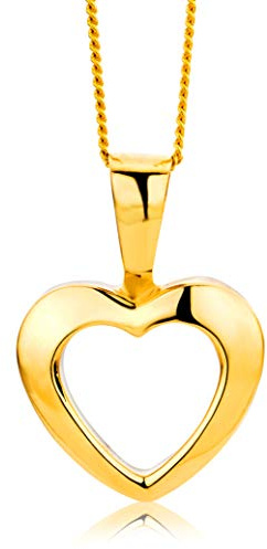 Miore Kette - Halskette Damen Gelbgold 9 Karat / 375 Gold Kette mit Herz 45 cm