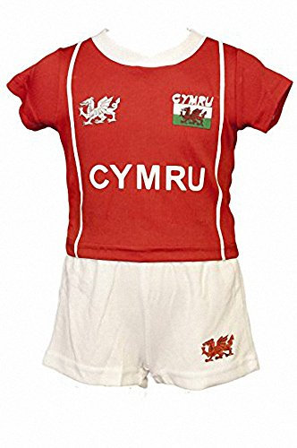 Manav (UK) Welsh Football KIT Baby, Toddler, Wales, Cymru, Flag (18-24) Red