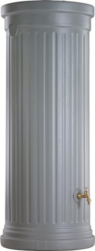 GARANTIA Säulentank Regentonne 500 Liter steingrau - Regentonne, Wassertank, Regenfass, Regenwassertonne, Wasserbehälter, Fass, Regenwassertank, Wasserfass, Wassertonne