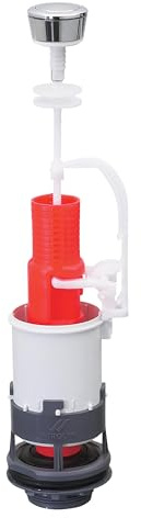 Wirquin 10724082 Mécanisme chasse d'eau wc simple chasse avec bouton poussoir à bouton indépendant MP, gris