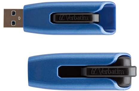 VERBATIM Store 'n' Go V3 MAX USB-Stick I USB-3.2 Gen 1 I 128GB I Speicherstick mit Schiebemechanismus I SuperSpeed-Schnittstelle I externer Speicher für Laptop Notebook & Co I blau/schwarz