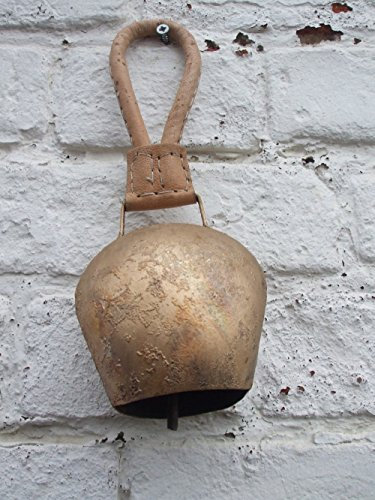 Deko-Impression Wunderschöne Kuhglocke, Eisen brossiert, Edelrost, 25 cm, Lederband