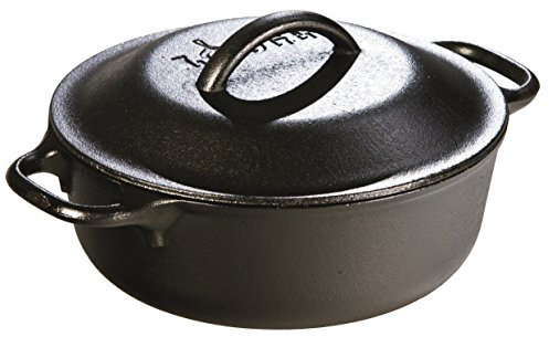 Lodge 1.89 litre / 2 quart Pre-Seasoned Cast Iron Dutch Oven/Serving Pot (with Loop Handles)