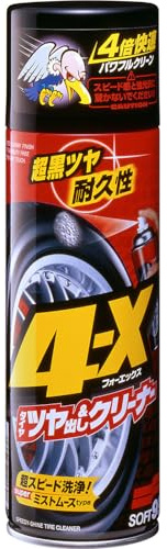 SOFT99 4-X Tire Cleaner 470ml – Express Tire Dressing Spray for Deep Cleaning & Wet Look Shine – Quick Mist-Mousse Formula with Hydrophobic Protection – Long-Lasting Gloss for Tires