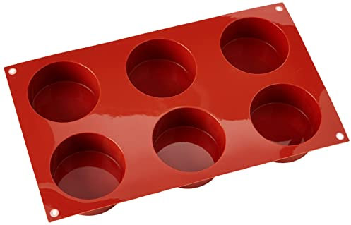 Silikomart | SF127 Molde de Silicona para Monoporciones CILINDROS, Antiadherente, 6 Cavidades, Pack de 10 Moldes para Tartas, Ø 70 h 35 mm Volumen 6 x 133 ml Tot. 798 ml