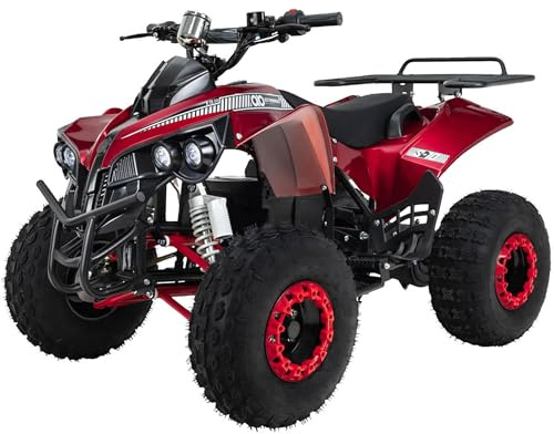 Actionbikes Motors Kinder Quad Elektro ATV S-10 | 𝟒𝟖 Volt 𝟭𝟬𝟬𝟬 Watt Motor bis 𝟐𝟬 km/h - Kinderquad - Pocket Quad - Miniquad - Scheibenbremsen - Für Kinder ab 8 Jahren (Metallic/Rot)