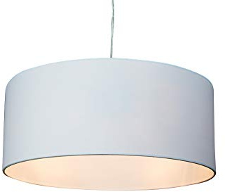 anTes interieur Hängeleuchte Circulo 3-flammig weiß mit 3 x LED-Leuchtmittel/Ø 50 cm/Metall verchromt/Stoffschirm (Pendelleuchte Hängelampe Deckenlampe Pendellampe Deckenleuchte)