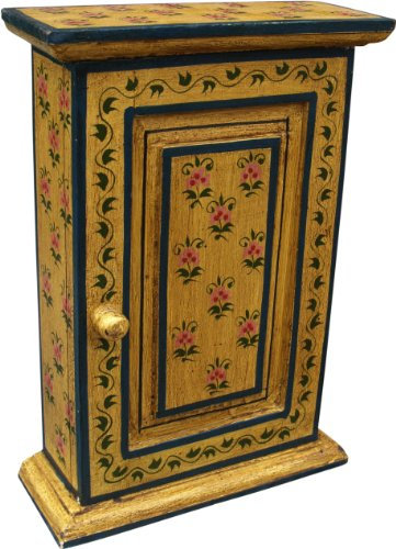 GURU SHOP Schlüsselkasten, Bemalte Schlüssel Ablage Box mit Tür - Muster 7, 30x23x9 cm