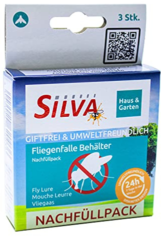 SILVA® 1 STK. Nachfüllpack Fliegenfalle Lockstoff Fliegen Behälter [NATÜRLICHER WIRKSTOFF] Fliegen Eimer Außenbereich Monitoring - Fliegenfalle Stall Koppel Garten Außen - Fliegenfänger Ersatzköder