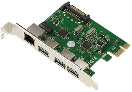 KALEA-INFORMATIQUE PCIe x1 Controller-Karte mit 3 USB3-Ports und 1 GIGABIT LAN Ethernet-Port. | PCIe Karte mit 3 USB 3.0 und 1 Gigabit Ethernet Port