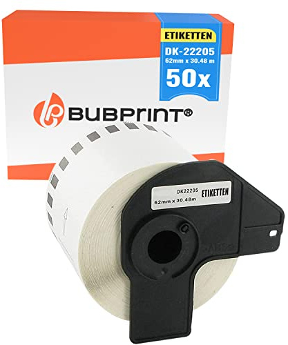 Bubprint 50 Etiketten kompatibel mit Brother DK-22205 | Passend für P-Touch QL-1110NWB QL800 QL700 QL570 QL-820NWB QL-810W QL710 QL600 QL500 QL1100 QL710W QL720NW QL560