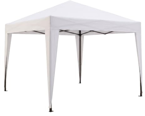 Pavillon faltbar 3 x 3 m zusammenklappbar nach Ziehharmonika-Prinzip automatisch Vorhang mit Beutel Farbe Weiß