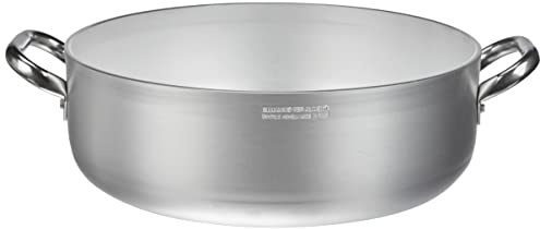 Ollas Agnelli Cazuela cilíndricos, Baja, Radiante, de Aluminio, de Espesor 5 mm, con 2 Asas en Acero Inoxidable, Plata, 8 litros