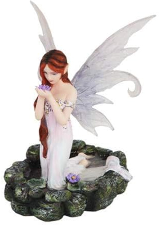Pacific Giftware White Water Princess Fairy Kneeling in Pond Mystical Statue Figurine