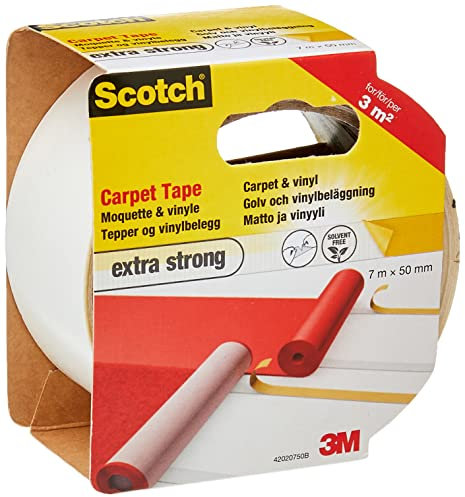 Scotch 42020750B - Cinta Adhesiva De Doble Cara Para La Alfombra Y Pisos De Vinilo, Transparente