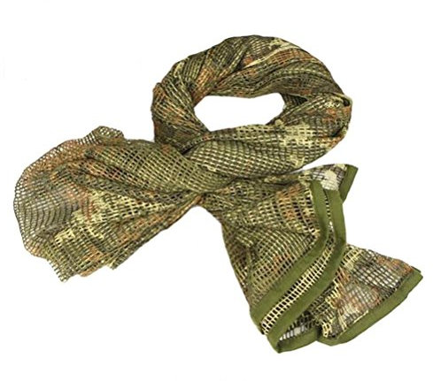 XUE Tarnnetz Netzschal zur Tarnung Tarnschal Schal Taktisch Armee militärische Schal Netting zur Jagd Airsoft Wildtierfotografie 180 x 80 cm, als Halstuch Kopftuch Kopfabdeckung Bandana