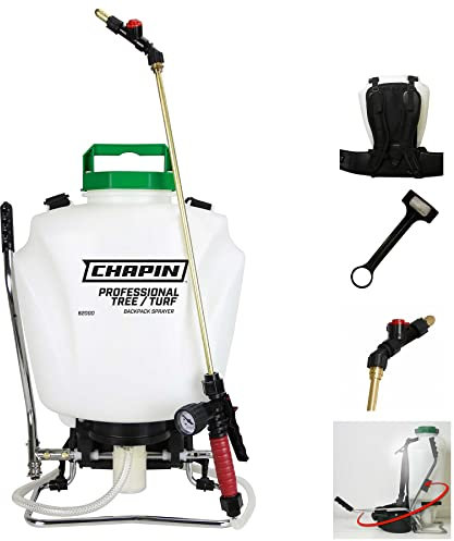 Chapin International 62000 Tree/Turf Pro Commercial Backpack Sprayer with Control Flow Valve Technology for Fertilizer, Herbicides and Pesticides, 4 GAL, Translucent White